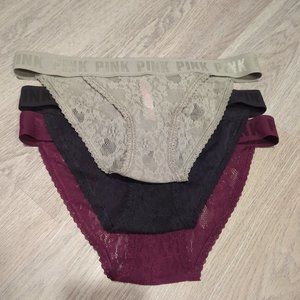 PINK  lace bikini underwear set of 3 NWOT